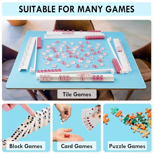 Blue 31.5" Crease-Free Non-Slip Noise Reduction Mahjong Mat | American Mahjong Table Cover with Carrying Bag for Poker Card Games Dominoes & Board Games - color: Blue
