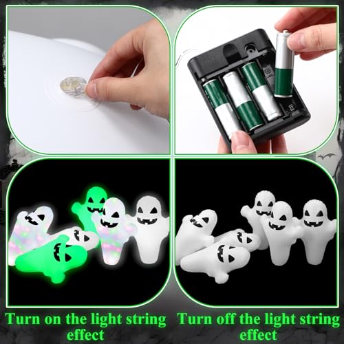 WinnerWhy 7 Pcs LED Giant Halloween Inflatable Ghost Bowling Set Light up Game 6 Pcs 27" Ghost Bowling Pins and 1 Pcs 24" Ball for Adult Halloween Outdoor Indoor Party