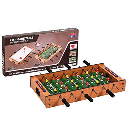 Goplus 2 in 1 Multi Game Table, Mini Foosball Table & Air Hockey Table with Realistic Playing Field, Manual Scoring Bar, Compact Combo Game Table Top for Home, Play Rooms, Bars, Parties, Family Night