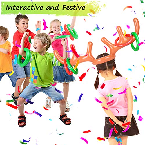 2 Set Inflatable Reindeer Antlers Ring Toss Game, Christmas Games for Family Party Great for Adults and Kids - style: 2 PACK