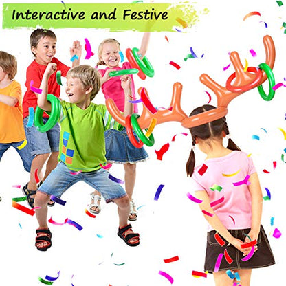 2 Set Inflatable Reindeer Antlers Ring Toss Game, Christmas Games for Family Party Great for Adults and Kids - style: 2 PACK