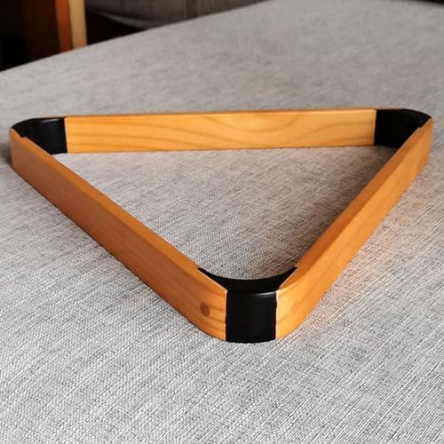 Keenso Billiard Ball Triangle Rack,Billiard Ball Triangle Rack Black 57.2MM Pine British Fancy 9 Ball Pool Ball Rack Yellow