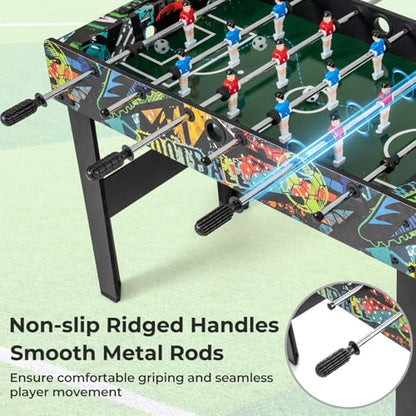 Goplus Foosball Table, 2-in-1 Soccer Table with Detachable Legs for Tabletop, Freestanding Arcade Game Table with 2 Balls, 2 Score Records for Adults, Indoor Home Office Bar Game Room