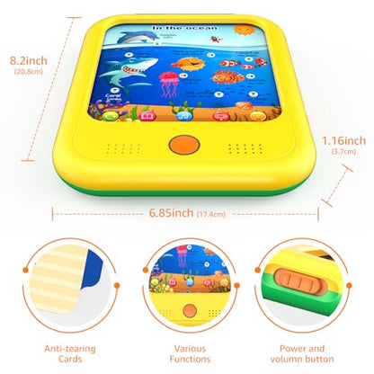 Kids Learning Tablet Educational Learning Pad for Toddlers 2-5 to Learn Alphabets, Numbers, Foods, Time, Music, Vehicles,Tablet Toy for Toddlers Ages 2 3 4 5 6 Years Old Yellow - style: Upgrade Version（20 lesson pages yellow）