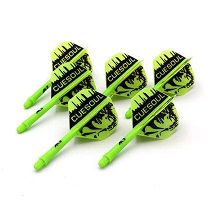 CUESOUL 6 Pieces ROST Integrated Dart Shaft and Flights - color: Shaft Length 28mm-Standard Shape-Green Cool Man