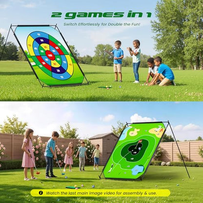 72" x 58" Battle Golf Chipping Game - 2-in-1 Sticky Golf Game Set, Large Chipping Mat with 20 Sticky Balls for Chipping Practice - Fun Family Party Game for Indoor and Outdoor Use - size: 72" x 58" Standard Set
