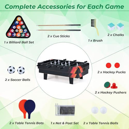 GYMAX 4 in 1 Multi Game Table, 32" Combo Game Table Set Includes Foosball, Pool Table, Hockey, Ping Pong Tabletops w/Accessories for Kids & Adults, Home, Game Room, Family Nights - color: Black