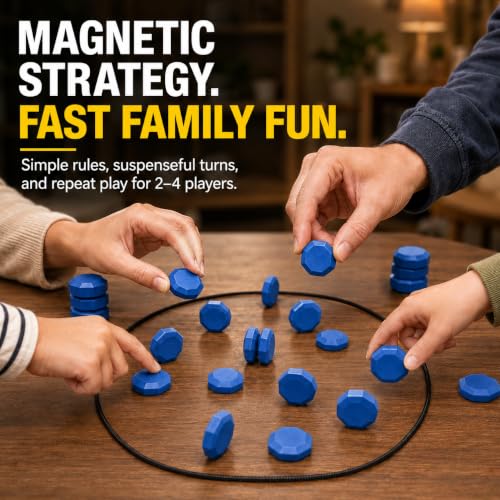Magnetic Chess Game with Full Size Stones, Blue Magnet Game with String for Kids Adults, 2-4 Player Family Party Travel Camping Board Game, Screen-Free Strategy Puzzle Toy Gift by Sooshoom - color: Blue
