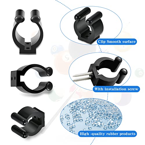 12 PCS Pool Cue Holder Clamps(Include Screws), Billiards Snooker Cue Locating Clip Holder Regular Fishing Rod Storage Clips Black for Pool Cue Racks Include Screws - color: Big