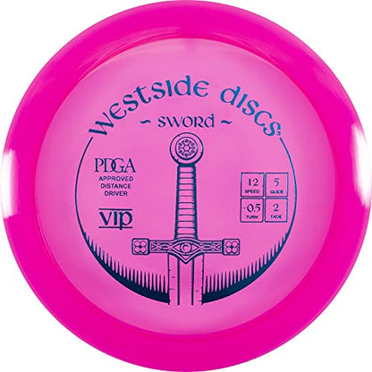 Westside Discs VIP Sword Disc Golf Disc, Men and Women, Family Outdoor Games, Straight Flying Distance Driver, 170g+ Stamp Color Will Vary - color: Pink