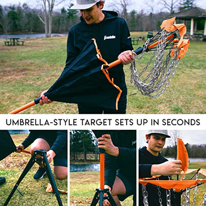 Franklin Sports Disc Golf Baskets - Portable Disc Golf Target with Chains Included - Disc Golf Basket Stand Equipment for Hole + Course Creation - style: Deluxe Steel Chain