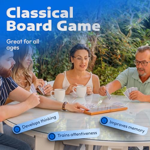 Cribbage Board Game Set with Storage - Classic Game Travel Cribbage Board with Wooden Card Storage for Adults & Kids - Ideal for Game Night