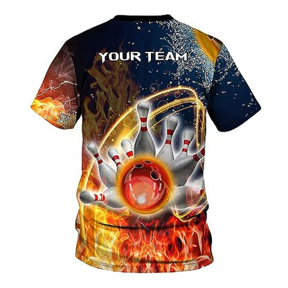 Rivelus Personalized Name Bowling Shirts for Men and Women 3D, Bowling Shirts for Team Bowling, Bowling Shirts Gift - color: Blm27