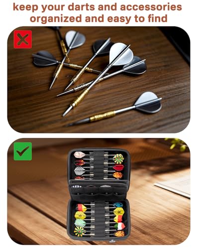 RAIACE Hard Storage Dart Case for 6 Steel Tip or Soft Tip Darts, Dart Carrying Case for Dart Tips, Shafts and Flights. (Case Only, Not Include the Darts)