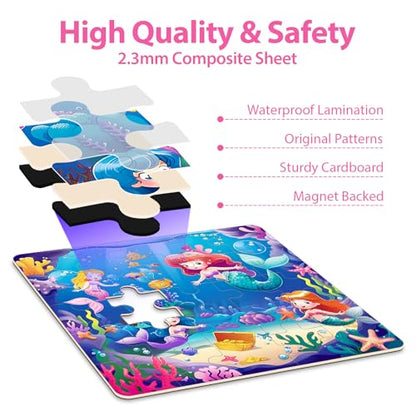 Princess Magnetic Mermaid Puzzles for Toddlers 3-5 Girls, 20-25-30 Pieces, Ages 4-6, Travel Entertainment Toys, Birthday Gifts - style: Girl