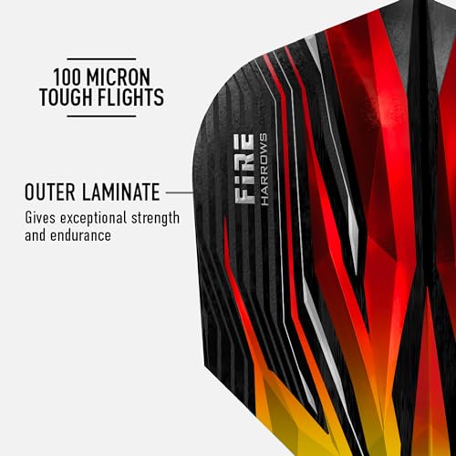 Harrows Fire Dart Flights | 5 x Sets Darts Flights (15 Flights Total) I 100 Micron Dart Flights I Premium Extra Strong Made in UK I Professional Darts Accessories I Yellow Dart Flights - color: Yellow/Red
