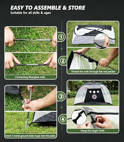 Golf Net: 10x7FT Practice Net with Mat – for Chipping, Swing & Driving Practice –Golf Nets for Backyard, Indoor & Outdoor Use – Ideal Gifts for Men, Women, Dad, Husband, Golfers