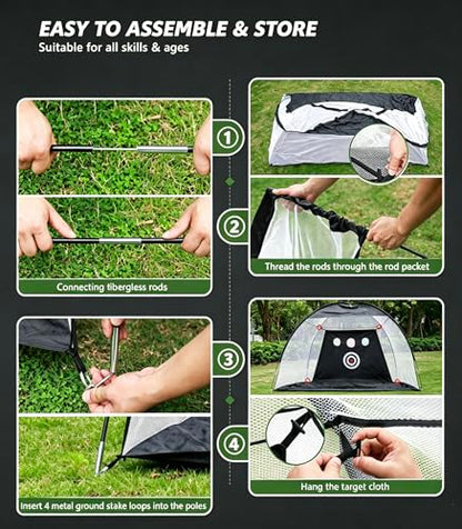 Golf Net: 10x7FT Practice Net with Mat – for Chipping, Swing & Driving Practice –Golf Nets for Backyard, Indoor & Outdoor Use – Ideal Gifts for Men, Women, Dad, Husband, Golfers