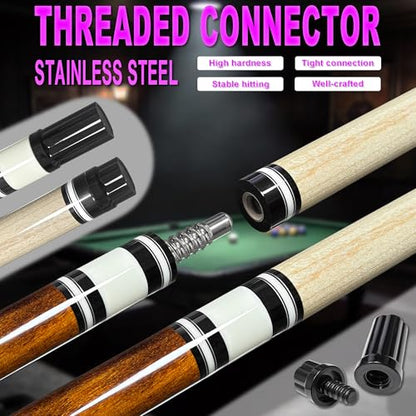 HomeSeason Pool Cue Stick 58" Professional Billiard Canadian Maple Pool Stick with Leather Case & 13mm Tip, 18/19/20/21oz for Adults Pro Player - color: 20oz(Brown)