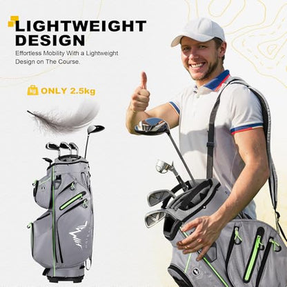 uniHimal Golf Cart Bag, 15 Way Organizer Divider Top with Handles and Rain Cover - color: Grey