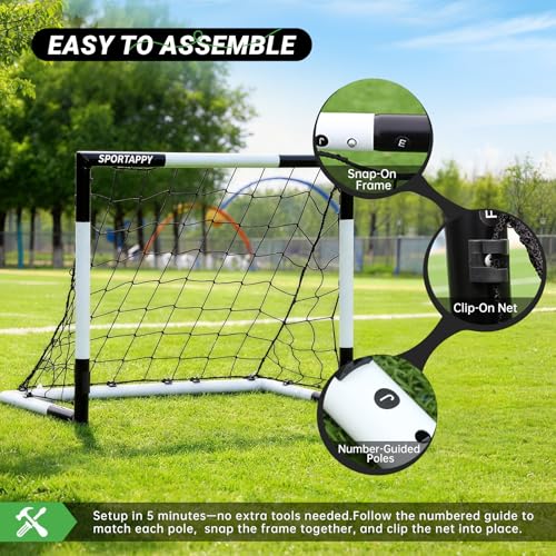 Heavy Duty Soccer Goal 2.6x3|4x6|6x8|6.5x10|6.5x12FT, All-Weather Steel Frame Tool-Free Quick Assembly Football Training Goal, Multi-Size Backyard & Match Equipment with Ground Stakes - size: S | 76x91cm
