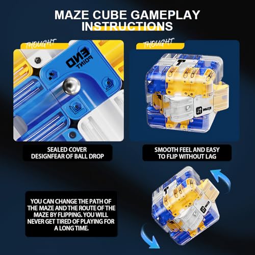 3D Cube Puzzles Fidget Toys - Brain Teaser Puzzles Toys Educational Learning Toys for Logical Thinking, Puzzle Maze Cube Easter Basket Stuffers Birthday Gifts (Blue) - color: Blue