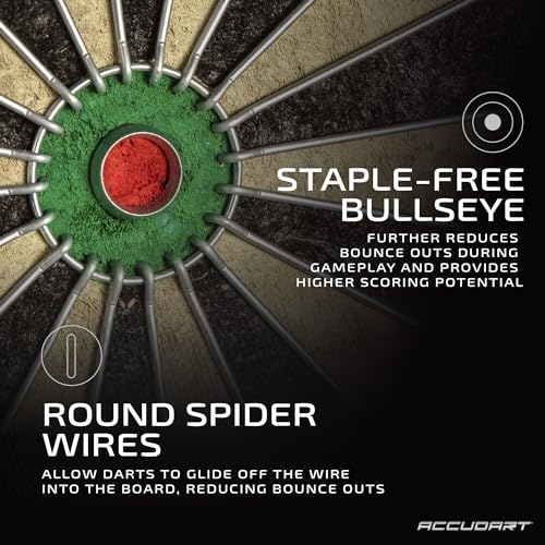 Accudart Armada Bristle Dartboard Cabinet Set – Official 18” Sisal Board, Self‑Healing Fibers, Grey Wood Cabinet, Round Spider Wires, Rotating Number Ring – Includes Steel‑Tip Darts