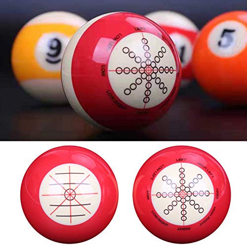 Billiards Pool Cue Ball, 2-1/4"/57.2mm Phenolic Resin Practice Training Aid with Precision Target Markings, Dual-Sided 8-Ball Spin & Angle Training for Beginners & Advanced Players