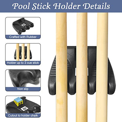 3 Holes Pool Cue Holder,Portable Pool Stick Holders for Table, Billiard Cue Stick with Chalk Holder, Pool Cue Rack Claw,Non-Slip Pool Cues Stick Holder - style: 3 Holes
