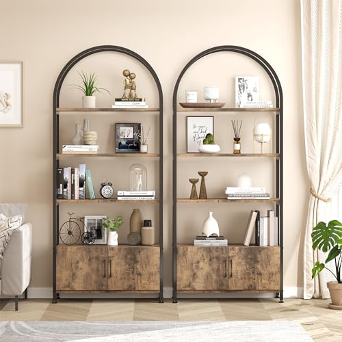 GAOMON Bookshelf with Door, 71.5 Inch Tall Bookcase with Storage Cabinet Shelf, 4-Tier Modern Display Shelf for Bedroom Living Room - color: Black