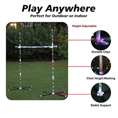 OUTTOY Outdoor Yard Games for Adults and Family, 2 in 1 Limbo Game Flying Disc Games Set with Light, Sutiable for Backyards, Beach, Lawn, Party