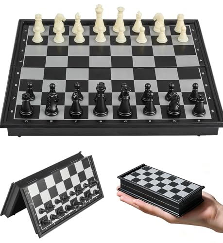 Chess Sets Magnetic Board Games - 5.1 Inches Travel Small Mini Pocket Chess Set for Teenager & Adults, Folding Portable Chess Gifts Classic 2-Player Strategy Family Game for Beginner and Professional - color: Black&white, style: Mini / 5.1Inch