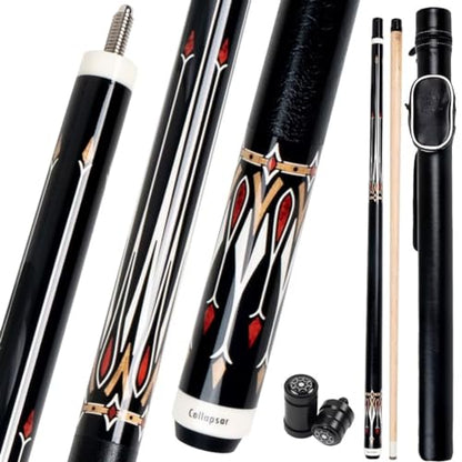 Collapsar CA Pool Stick with 1X1 Hard Case,58" Maple Professional Billiard Cue Stick,19-21 oz Pool Cue Set - color: CA005+Joint Protector+Hard Case, size: 19 ounce