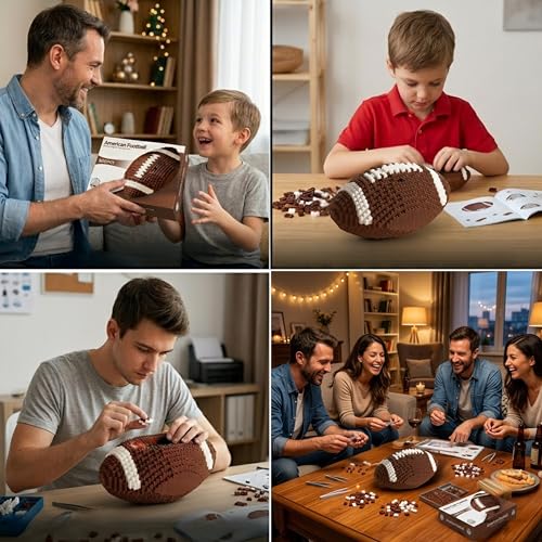 Football 3D Building Block Set - Educational Toy - Perfect for +14 Years - 11 x 6.7 in - Challenging, Creative Fun and Skill-Building - 3D Instruction (1200PCS)
