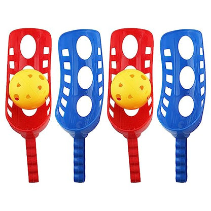 Toddmomy Sports Scoop Balls Set for Kids Outdoor Toss and Catch Game with 2 Pairs of Rackets and Balls Interactive Family Toy for Physical Activity and Motor Skills Development