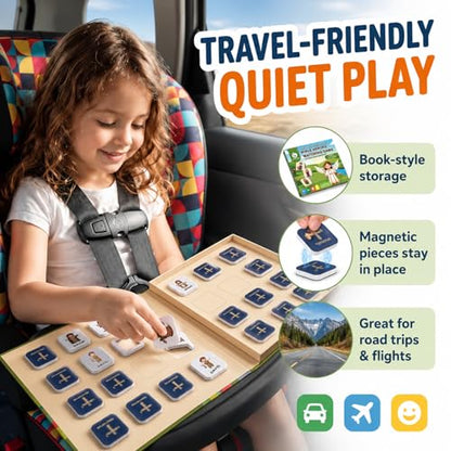 TRAVOFUN Bible Heroes Matching Game for Kids, Portable Magnetic Memory Game with Clue Cards, Christian Travel Toy for Church Quiet Time, Screen-Free Bible Game for Ages 3+, 1-2 Players - style: Bible Heroes Game