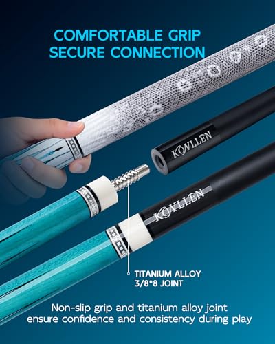 KONLLEN Carbon Fiber Pool Cue 2.0, 58-inch Low Deflection Billiard Stick for Adults with 12.5mm Tip and Pro Taper - color: 006 AK-05F 2.0 set-blue