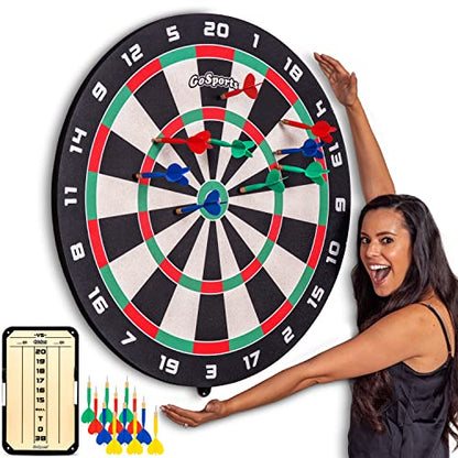 GoSports Giant 3 ft or 4 ft Cork Dartboards - Includes 12 Giant Darts and Scoreboard - New Fun Twist on Darts - style: 3 ft