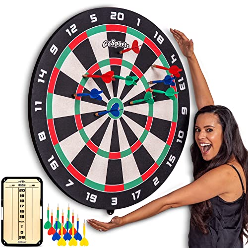 GoSports Giant 3 ft or 4 ft Cork Dartboards - Includes 12 Giant Darts and Scoreboard - New Fun Twist on Darts - style: 3 ft