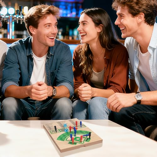 Wooden Baseball Board Game,5.7 * 7.87” Travel Size,Including 1 Thick Wooen Board+10 Pegs+2 Dice+1 Game Manual,Tabletop,Perfect for Family, Party and Holiday Gatherings,Party Indoor and Travel Game