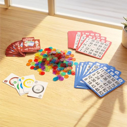 GSE Games & Sports Expert Complete Bingo Game Set with 50 Bingo Cards, 500 Chips, Calling Cards Deck, Party Fun Game for Adults, Seniors, Family Gatherings, Classroom Activities, Large Groups - size: 50 Cards & 500 Chips Set