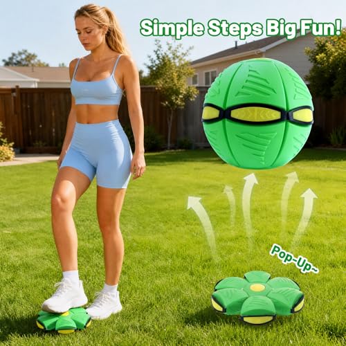 Magic Metaball, Magic Bouncing Ball, Magic Flying Saucer Interactive Pop-Up Transform Toy, Family Interaction Green Bouncy Ball, Collapsible Time Delay Frisbee Flying Disc Toy with 6 Light - color: Green