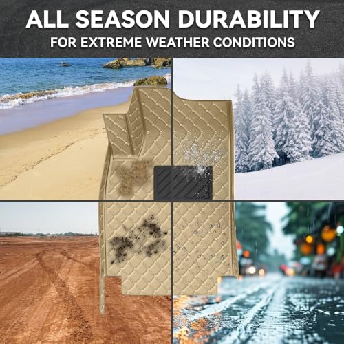 Car Floor Mats Fit for Dodge Dart 2013-2016 All Weather Durability Leather Car Floor Mats, Skidproof Pedal, Waterproof, Wear-reistant(Beige) - color: Beige