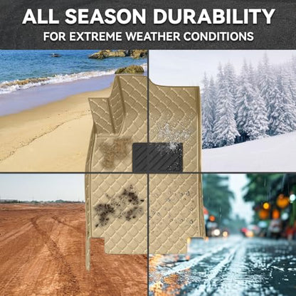 Car Floor Mats Fit for Dodge Dart 2013-2016 All Weather Durability Leather Car Floor Mats, Skidproof Pedal, Waterproof, Wear-reistant(Beige) - color: Beige