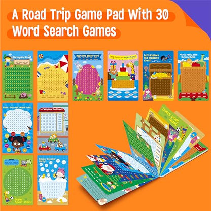 SpriteGru Dry Erase Word Search Game Pad, 30 Reusable & Erasable Word Games, Search & Find Puzzles Brain-Boosting Activity Book for Kids, Educational Toy for Road Trip Airplane Travel - style: Word Search