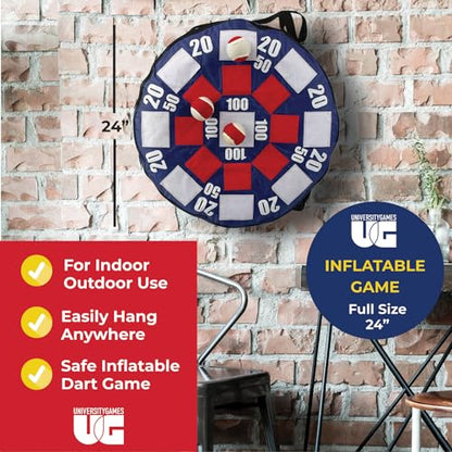University Games, Lawn Party Collection, Inflatable Dart Ball Game Set with (3) Self Stick Tennis Balls - Fun Indoor + Outdoor Tennis Toss - 24" x 24"