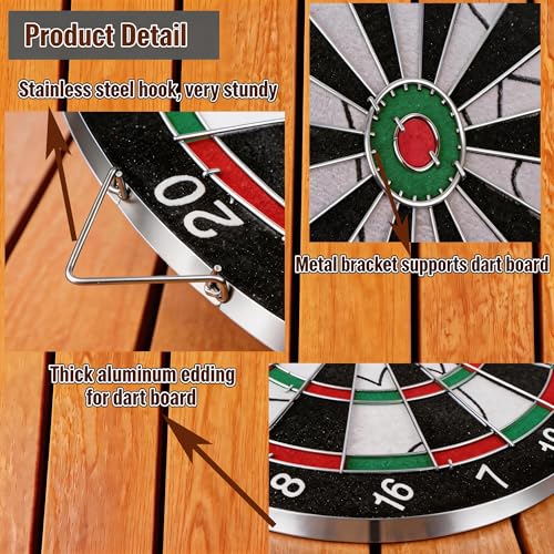 11.42" Double Sided Dartboard Flocking Surface Set with 4 Steel Tip Darts 6g for Family Party/Room/Bar/Garage