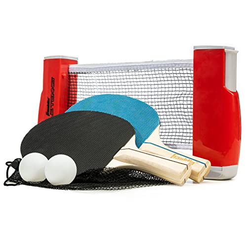 Franklin Sports Table Tennis to Go Portable Ping Pong Set - Table Top Ping Pong Net + (2) Paddles - Ping Pong Balls Included - 2 Players | Portable - color: Red