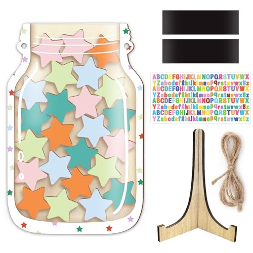 1 Set Magnetic Reward Jar for Kid Behavior Classroom, Personalized Stars Reward Jar Magnetic for Student Girls Awards Home, Positive Behavior Training Tool for Potty Training Chore Chart DIY - color: Stars