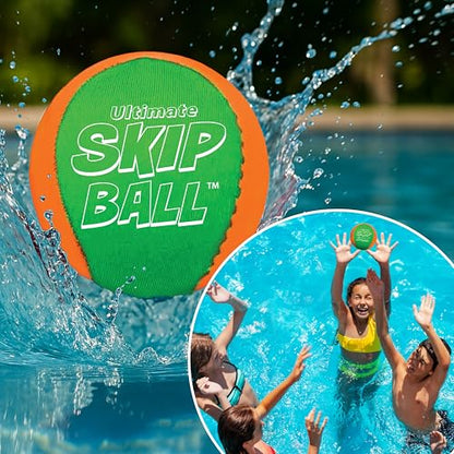 Activ Life The Ultimate Water Skip Balls, Water Bouncing Ball for Swimming Pool, Beach Toys for Friends, Family, Kids and Adults - style: Green/Orange